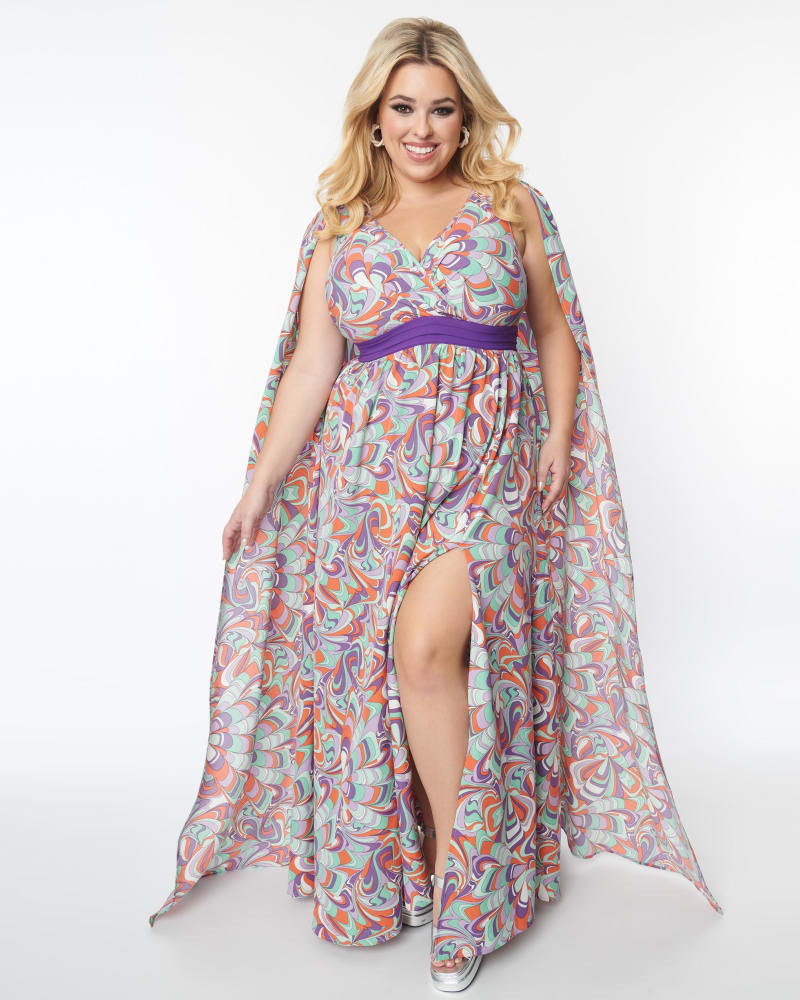 Cape maxi dress plus sale size